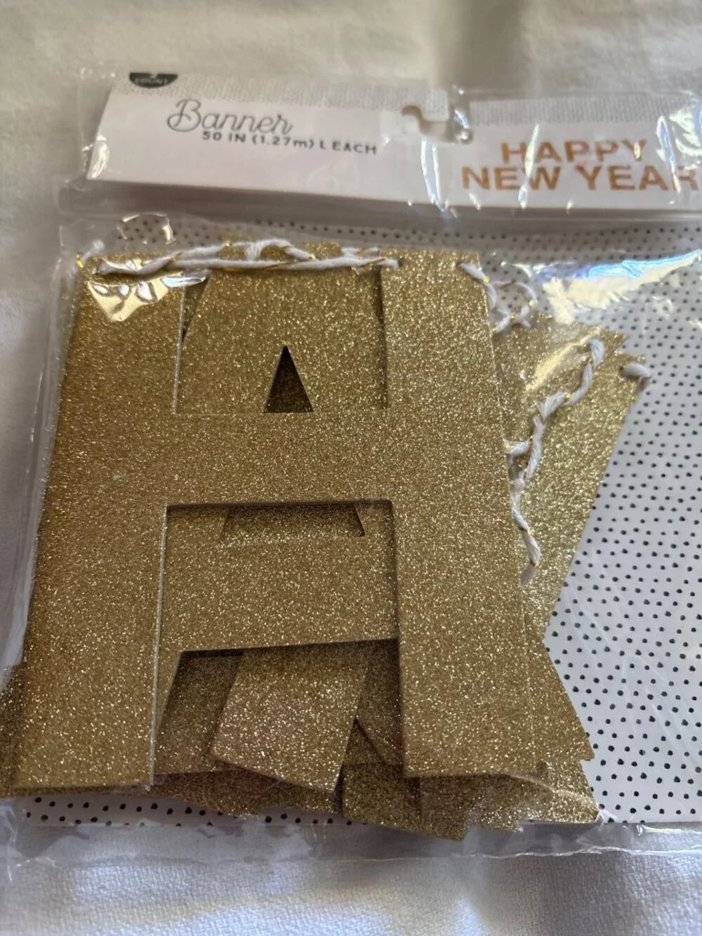 Happy New Year Glitter Banner 50-Inch Gold Letters Party Decoration